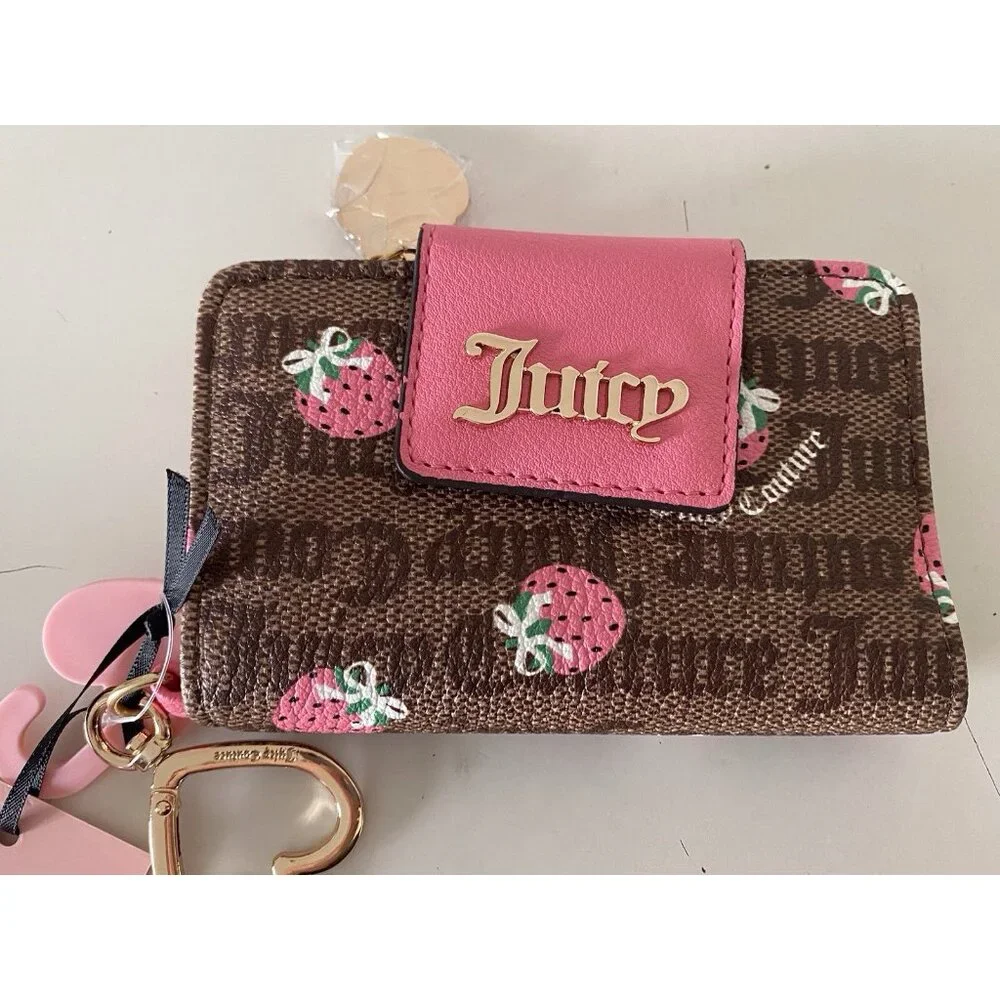 Juicy Couture Chestnut Chino Pink Lemonade‎ Berry Sweet Tab Card Wallet NEW